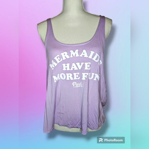 PINK Victoria's Secret Tops - Victoria Secret PINK Large Lilac "Mermaids have more fun" Tank top.